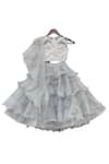 Buy_Fayon Kids_Grey Organza, Net Embroidery Lehenga Set _at_Aza_Fashions
