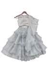 Shop_Fayon Kids_Grey Organza, Net Embroidery Lehenga Set _at_Aza_Fashions