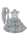 Fayon Kids_Grey Organza, Net Embroidery Lehenga Set _Online_at_Aza_Fashions