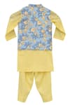 Shop_Fayon Kids_Blue Cotton Kurta Set With Nehru Jacket _at_Aza_Fashions