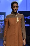 Shop_Nikhil Thampi_Brown Overlap Shirt Dress  _at_Aza_Fashions