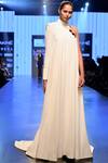 Buy_Nikhil Thampi_White Trapeze High Neck Gown  _at_Aza_Fashions