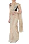 Mint N Oranges_Beige Pure Tissue Chanderi Saree_Online_at_Aza_Fashions