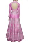 Shop_Neha Khullar_Pink Chanderi Silk Mandarin Collar Kurta Lehenga Set _at_Aza_Fashions