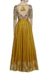 Shop_Neha Khullar_Yellow Raw Silk Leaf Neck Embroidered Lehenga Set  _at_Aza_Fashions