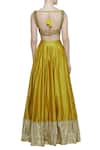 Shop_Neha Khullar_Yellow Raw Silk Square Neckline Embroidered Lehenga Set  _at_Aza_Fashions