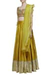 Shop_Neha Khullar_Yellow Raw Silk Square Neckline Embroidered Lehenga Set  _Online_at_Aza_Fashions