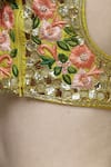 Neha Khullar_Yellow Raw Silk Square Neckline Embroidered Lehenga Set  _at_Aza_Fashions