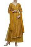 Buy_Neha Khullar_Yellow Raw Silk Split Embroidered Kurta Palazzo Set _at_Aza_Fashions