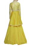 Shop_Neha Khullar_Yellow Chanderi Silk High-neck Round Neckline Kurta Lehenga Set _at_Aza_Fashions