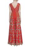 Shop_Papa Don't Preach_Red Jute Linen 3d Sequin V Embroidered Flared Jumpsuit  _at_Aza_Fashions