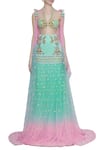 Shop_Papa Don't Preach_Green Tulle Embroidered Jacket And Lehenga Set_Online_at_Aza_Fashions