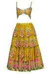 Buy_Papa Dont Preach_Yellow Raw Silk Beads, Sequin Sweetheart Embroidered Lehenga Set_Online_at_Aza_Fashions