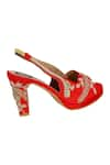 Buy_Veruschka by Payal Kothari_Red Sequin And Zardozi Embroidered Slingback Block Heels _Online_at_Aza_Fashions