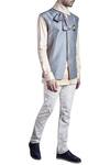 Buy_Bubber Couture_Grey Stretch Cotton Printed Nehru Jacket With Shirt_at_Aza_Fashions