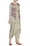 Buy_Sonam Luthria_Beige Linen Georgette Round Kurta Set With Jacket  _at_Aza_Fashions