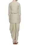 Shop_Sonam Luthria_Beige Linen Georgette Round Kurta Set With Jacket  _at_Aza_Fashions