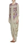 Sonam Luthria_Beige Linen Georgette Round Kurta Set With Jacket  _Online_at_Aza_Fashions