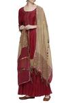 Buy_Sonam Luthria_Maroon Linen Gorgette Round Embroidered Kurta Sharara Set  _at_Aza_Fashions