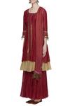 Sonam Luthria_Maroon Linen Gorgette Round Embroidered Kurta Sharara Set  _Online_at_Aza_Fashions