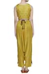 Shop_Sonam Luthria_Yellow Pant Fabric Round Embroidered Draped Jumpsuit  _at_Aza_Fashions