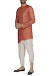 Buy_Pranay Baidya_Peach Cotton Silk Plain Dhoti Pant  _at_Aza_Fashions