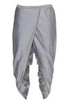 Shop_Pranay Baidya_Grey Cotton Silk Plain Dhoti Pant  _at_Aza_Fashions