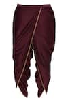 Shop_Pranay Baidya_Maroon Cotton Silk Plain Dhoti Pant  _at_Aza_Fashions