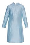 Buy Pranay Baidya Blue Chanderi Cotton Silk Thread And Mirror Embroidered Kurta Online at Aza Fashions Buy_Pranay Baidya_Blue Chanderi Cotton Silk Thread And Mirror Embroidered Kurta _Online_at_Aza_Fashions