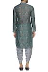 Shop_Pranay Baidya_Green Chanderi Cotton Silk Mughal Floral Pattern Print Kurta _at_Aza_Fashions