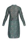 Shop_Pranay Baidya_Green Chanderi Cotton Silk Mughal Floral Pattern Print Kurta _Online_at_Aza_Fashions