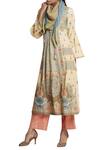 Buy_Ritu Kumar_Beige Printed Kurta With Pants And Scarf _at_Aza_Fashions