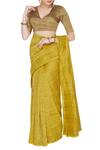 Buy_Pranay Baidya_Gold Tissue Saree Blouse_at_Aza_Fashions