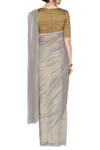 Shop_Pranay Baidya_Grey Chanderi Saree  _at_Aza_Fashions