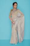 Buy_Pranay Baidya_Grey Chanderi Saree  _Online_at_Aza_Fashions
