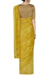 Shop_Pranay Baidya_Yellow Chanderi Saree  _at_Aza_Fashions