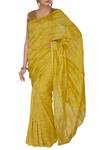 Buy_Pranay Baidya_Yellow Chanderi Saree  _at_Aza_Fashions