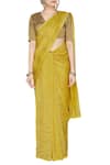 Shop_Pranay Baidya_Yellow Chanderi Saree  _Online_at_Aza_Fashions