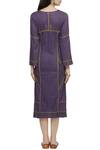 Shop_Chambray & Co._Purple V Neck Embroidered Midi Dress _at_Aza_Fashions