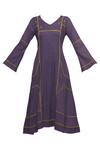 Buy_Chambray & Co._Purple V Neck Embroidered Midi Dress _Online_at_Aza_Fashions