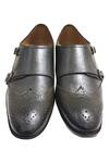 Shop_Artimen_Green Textured Double Monk Shoes_at_Aza_Fashions