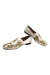 Buy_Artimen_Cream Zardozi Floral Embroidered Loafers _at_Aza_Fashions