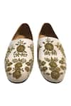 Shop_Artimen_Cream Zardozi Floral Embroidered Loafers _at_Aza_Fashions