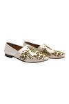 Artimen_Cream Zardozi Floral Embroidered Loafers _Online_at_Aza_Fashions