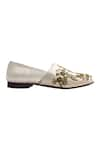 Shop_Artimen_Cream Zardozi Floral Embroidered Loafers _Online_at_Aza_Fashions