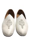 Shop_Artimen_White Hand Embroidery Block Heel Loafers _at_Aza_Fashions