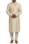 Buy_Poonam Kasera_Cream Embroidered Kurta Set_at_Aza_Fashions