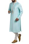 Shop_Poonam Kasera_Blue Embroidered Kurta Set_Online_at_Aza_Fashions