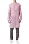 Buy_Suketdhir_Pink Cotton Plain Kurta  _at_Aza_Fashions