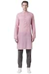 Buy_Suketdhir_Pink Cotton Plain Kurta  _Online_at_Aza_Fashions